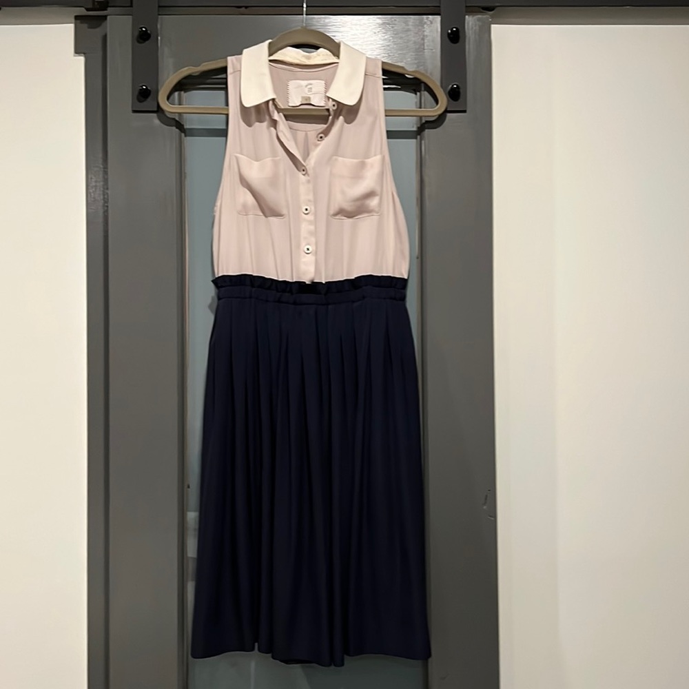 Navy and cream dress